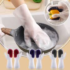 1pair Silicone Cut Resistance Dishwashing Cleaning Gloves