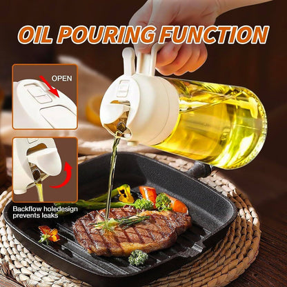 Versatile Kitchen Oil Bottle Dispenser – Spraying and Pouring